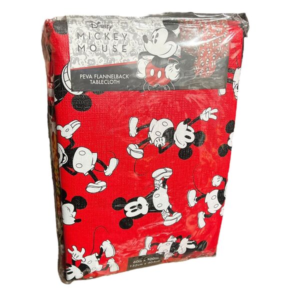 Disney Mickey Mouse 60" × 120" Peva Flannelback Tablecloth Rectangular Picnic - Picture 8 of 8